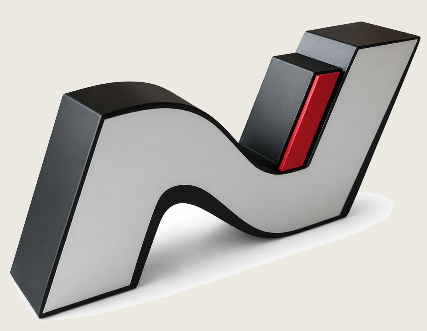 Black, white, and red Hyundai N logo display