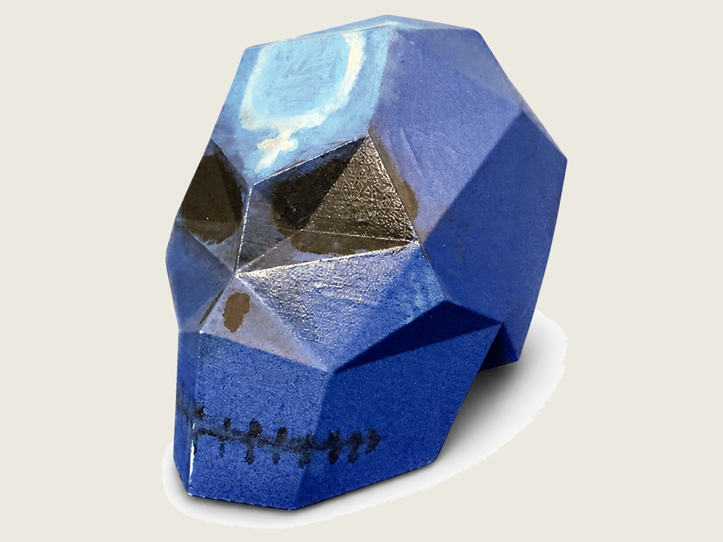 Blue angular skull three-quarter view
