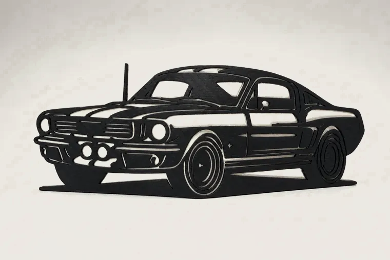Black and white classic car wall plaque