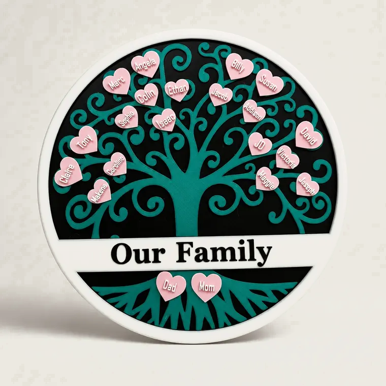 Personalized family tree wall sign with names