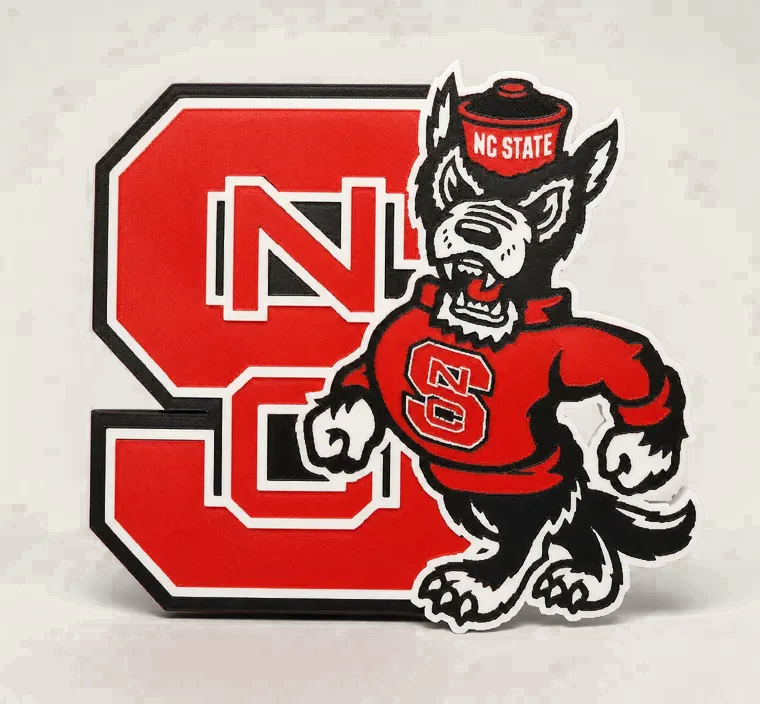 Layered NC State logo and mascot print