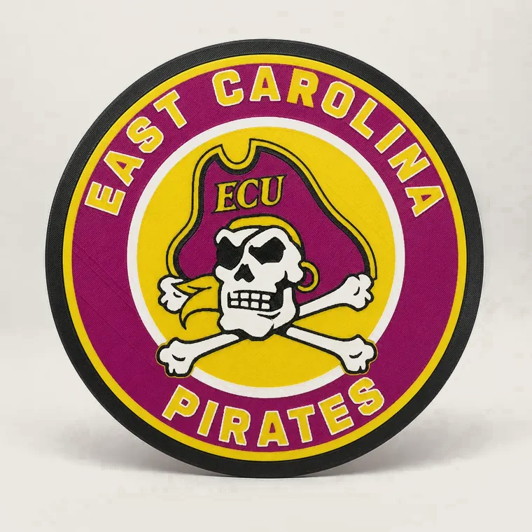 Round East Carolina Pirates sports sign