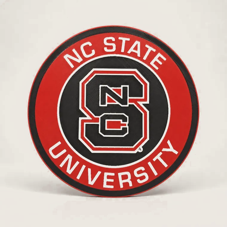 Round NC State University layered sign