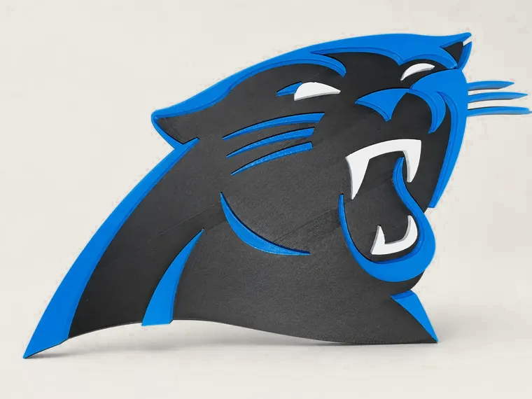 Blue and black panther head wall sign