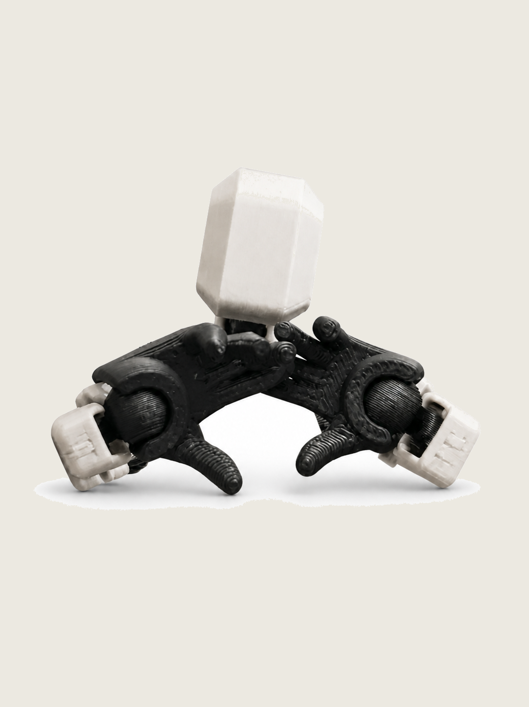 Black-and-white articulated figure