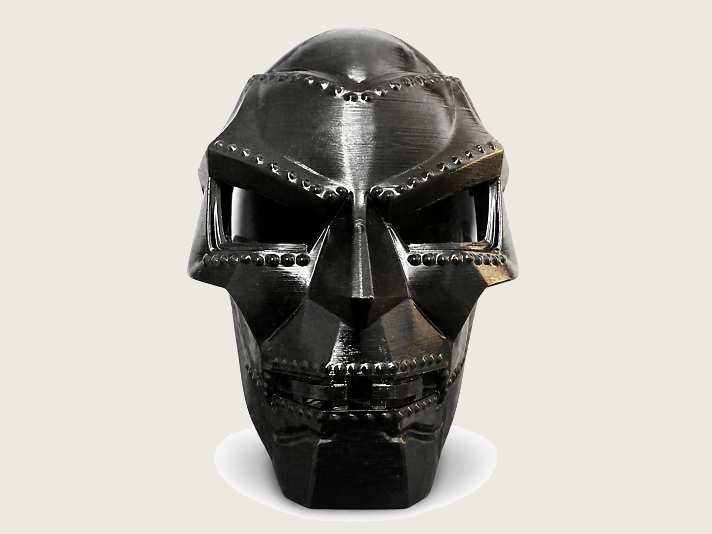 Metallic helmet front view