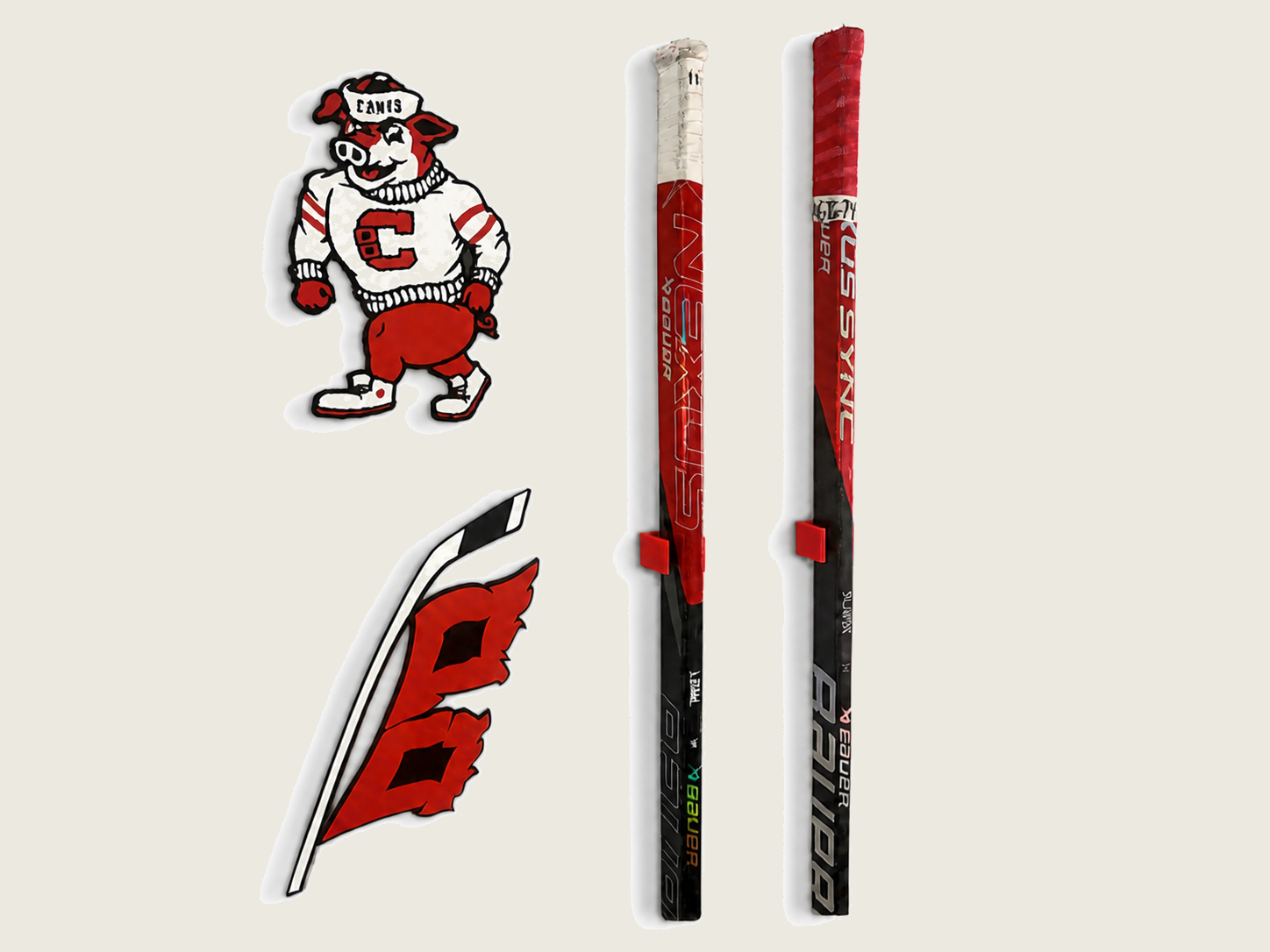 Hockey stick clips display rotated 180 degrees